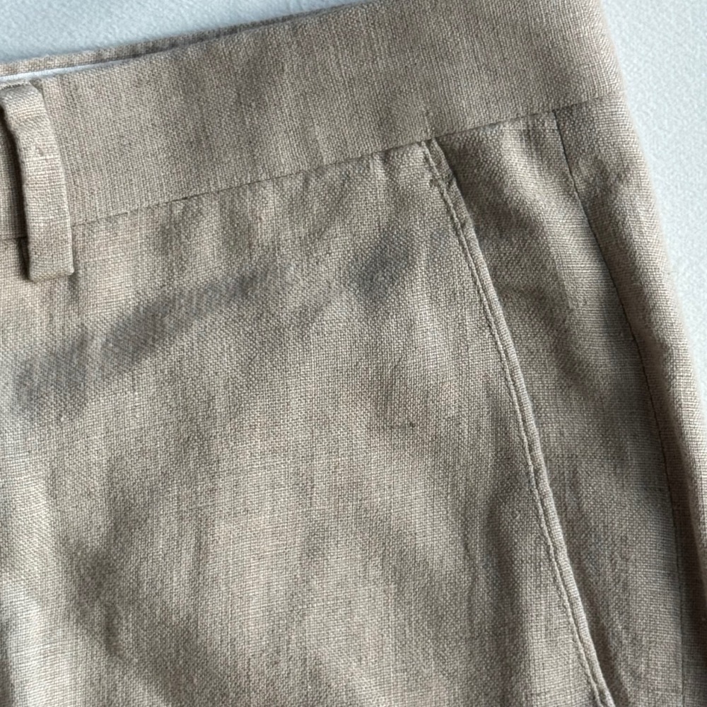 Paul Fredrick Mens Tan 100% Linen Flat Front Dress Pants Size 36 Tall Classic - Picture 5 of 14